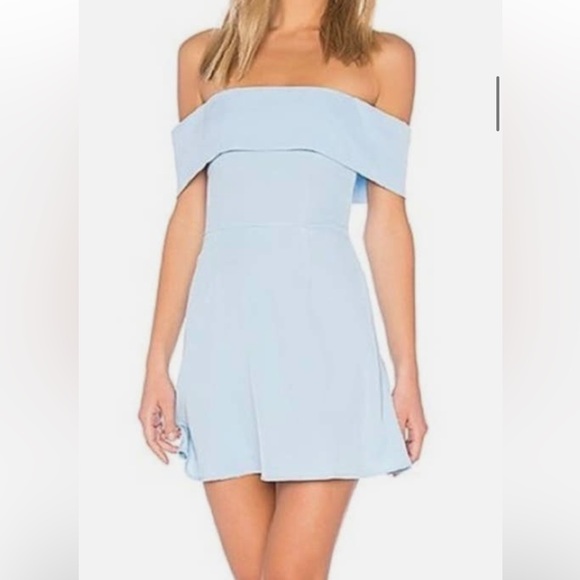 Blue off the shoulder mini dress - Picture 1 of 7